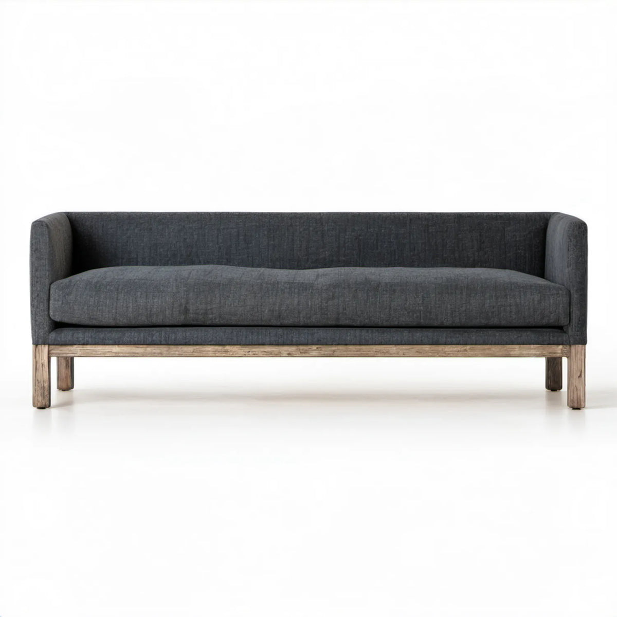 Grafitowa sofa 3-osobowa z naturalnymi drewnianymi nogami 180 x 78 x 78 cm