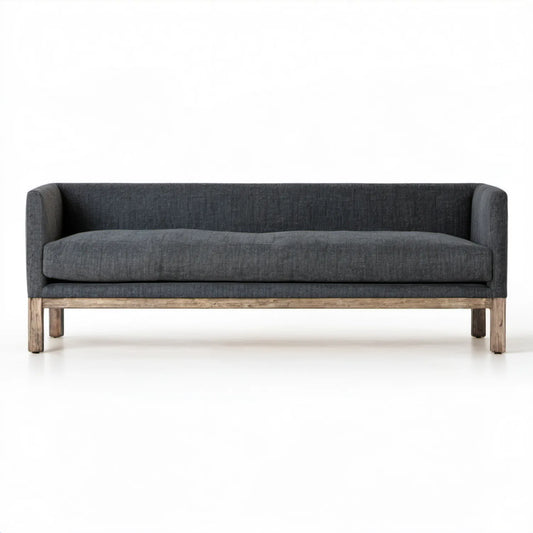 Grafitowa sofa 3-osobowa z naturalnymi drewnianymi nogami 180 x 78 x 78 cm